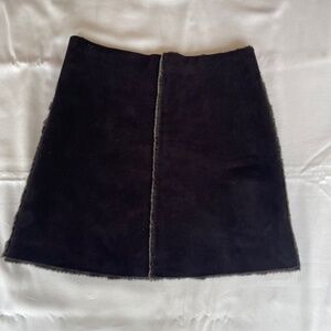 Lili Gaufrette wool and faux fur girl's chocolate brown winter skirt